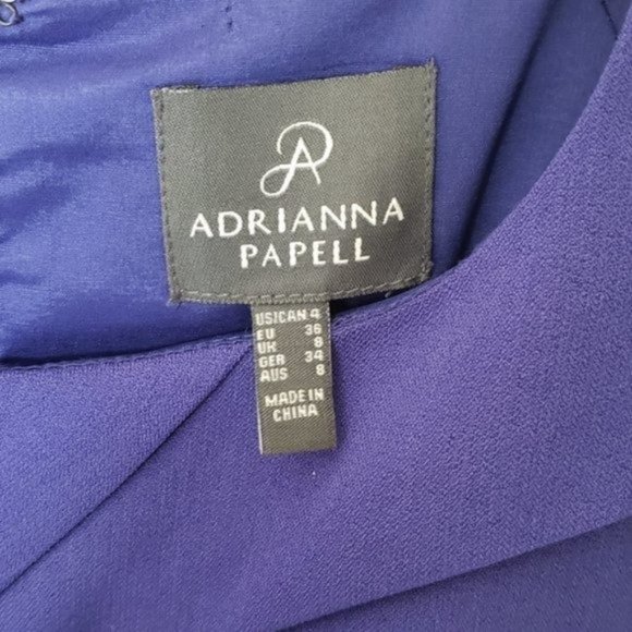 Adrianna Papell Cocktail Sheath Dress Purple Pleat Detail size 4 - Picture 9 of 13